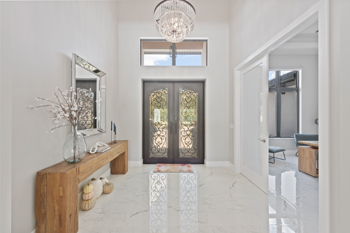 Entry of Brynwood Estate custom home in Fort Myers