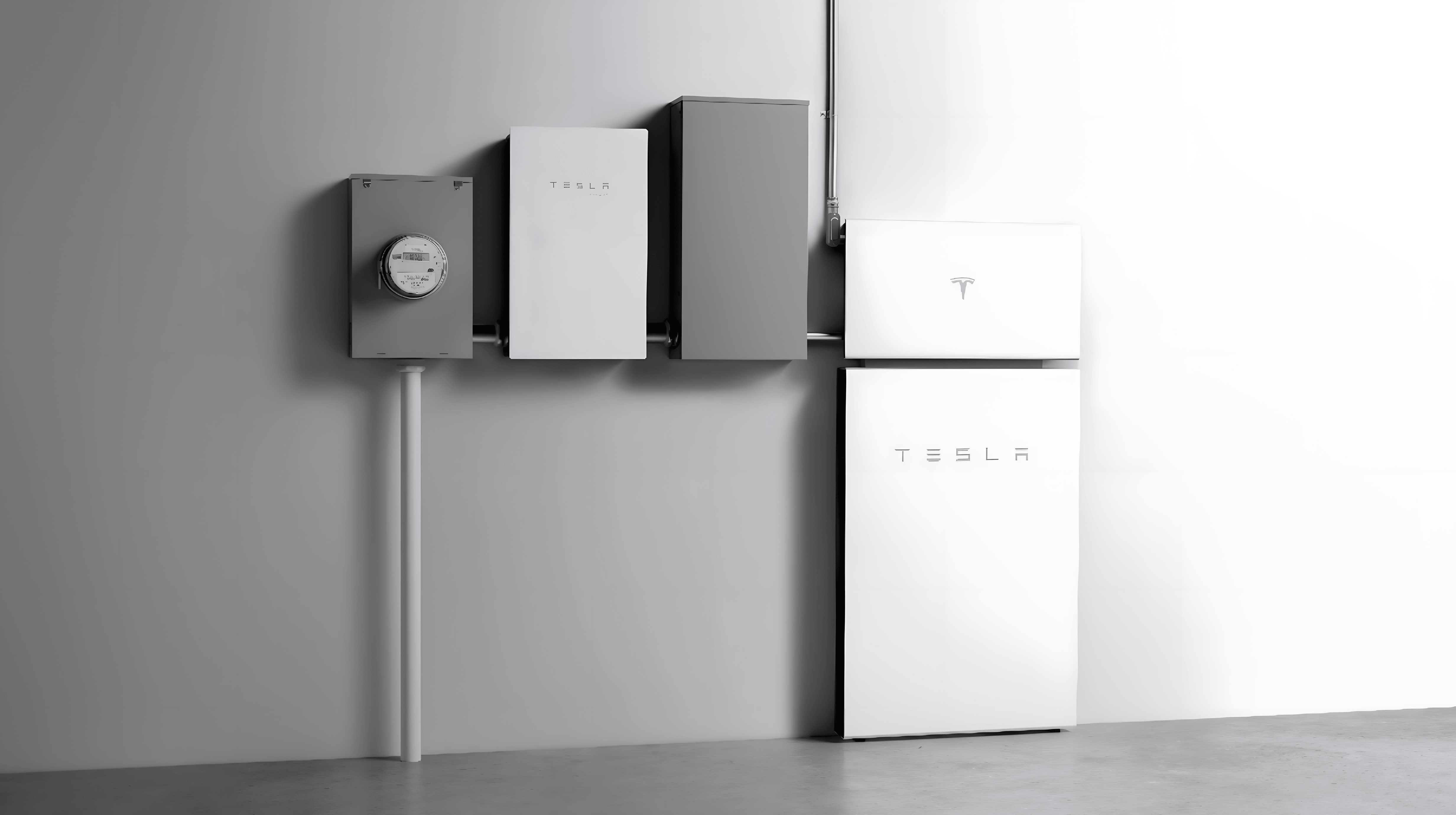Tesla Backup Gateway 3 mounted alongside meter, inverter, and Powerwall